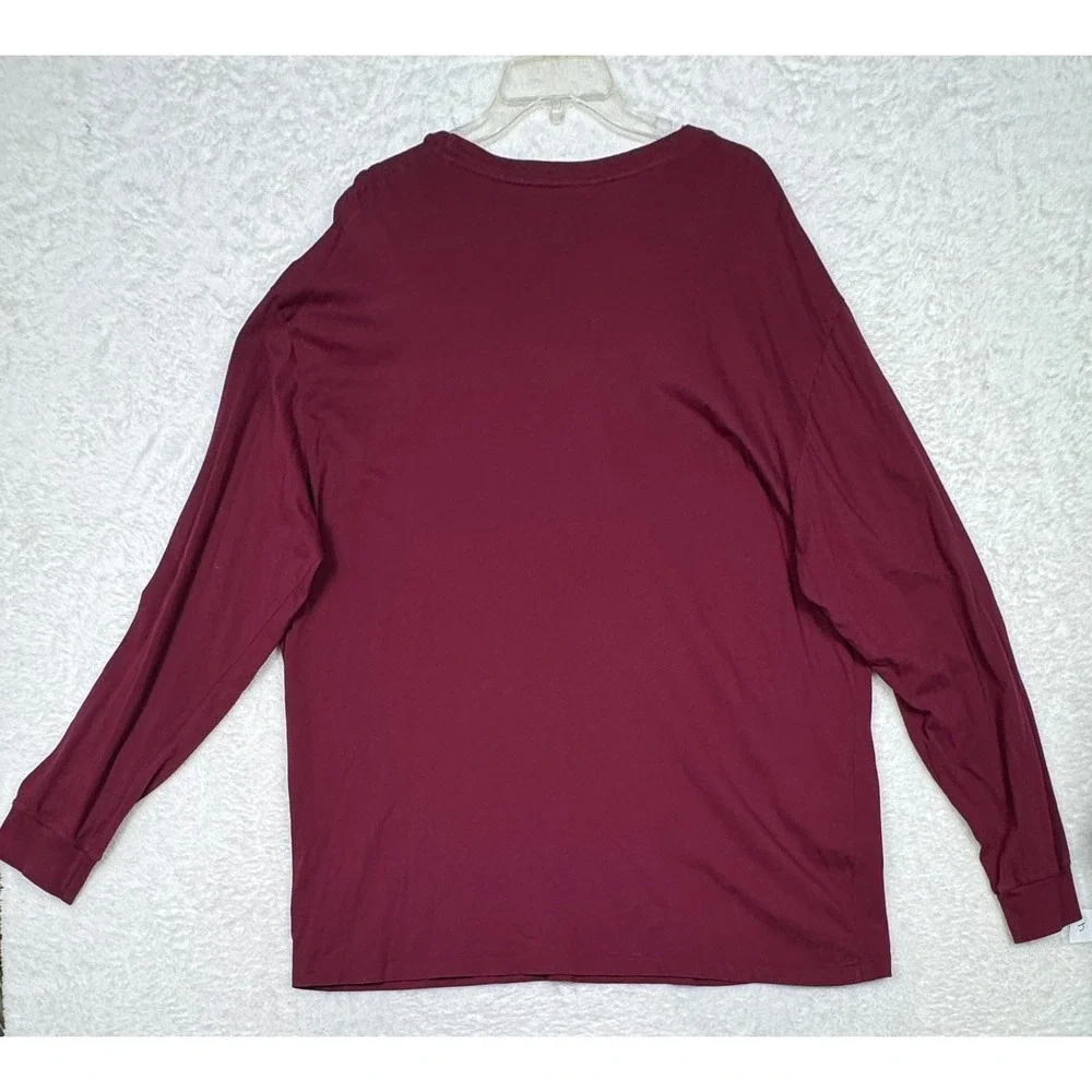 Polo Ralph Lauren T-Shirt Mens XXL Burgundy Preppy Pocket Long Sleeve